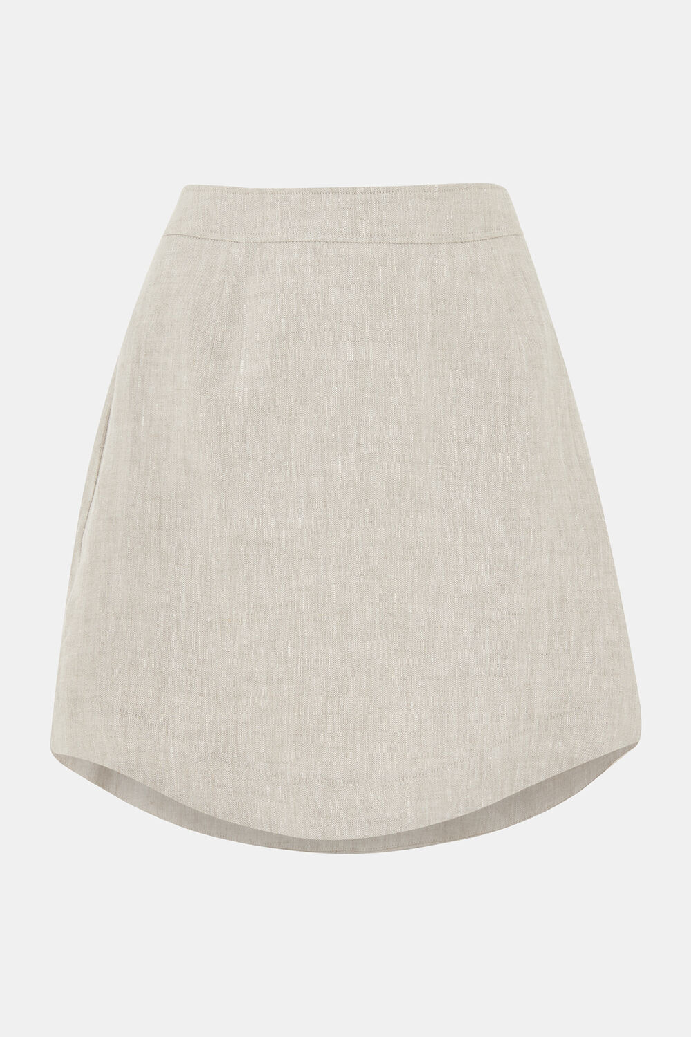 Curved Hem Linen Skirt