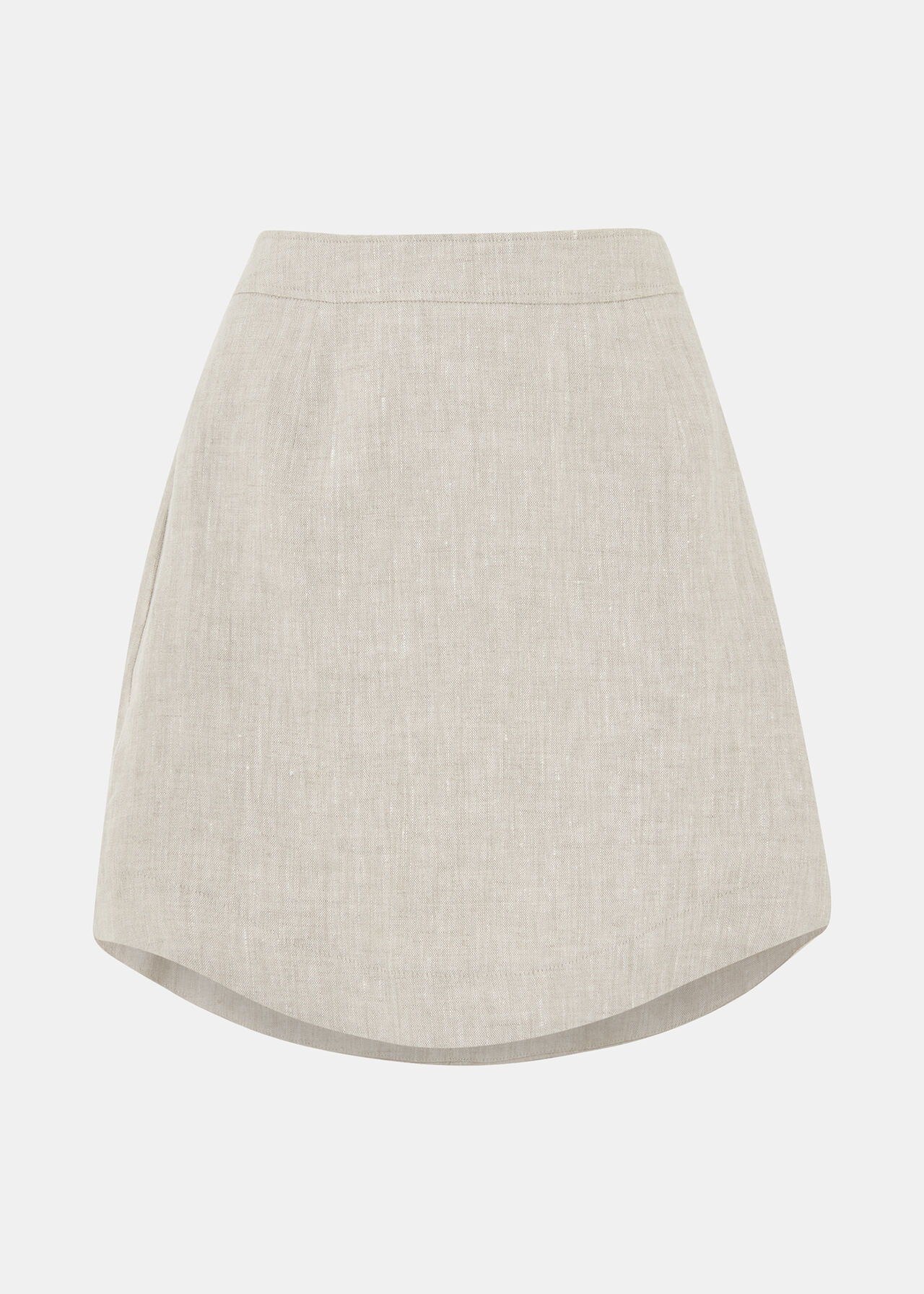 Curved Hem Linen Skirt