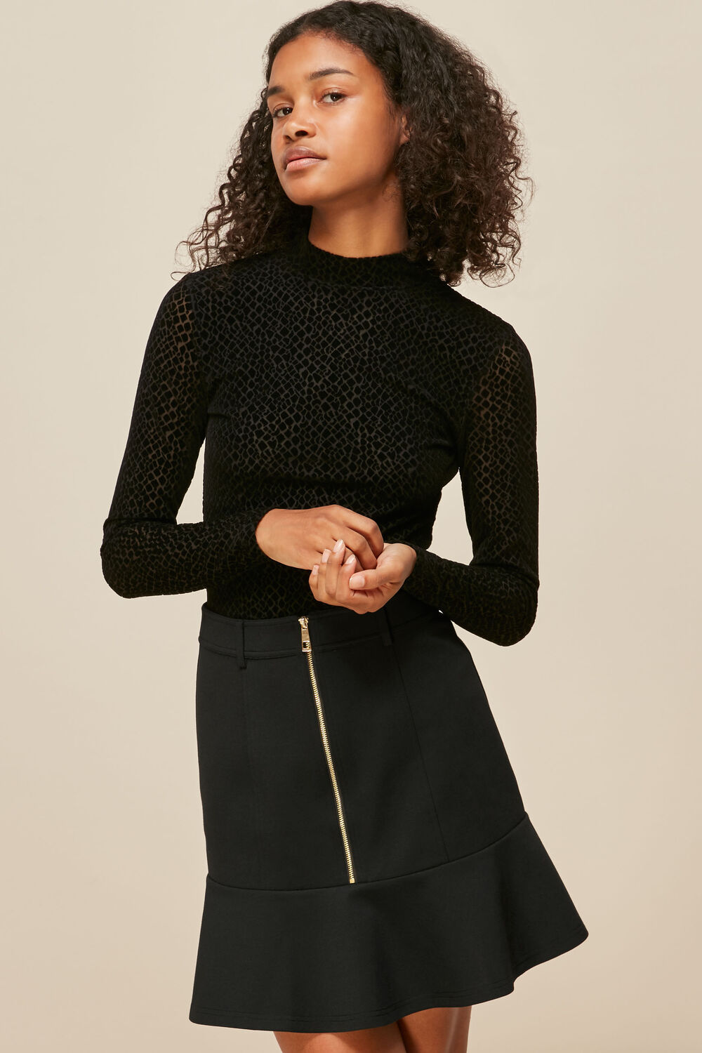 Ponte Peplum Skirt