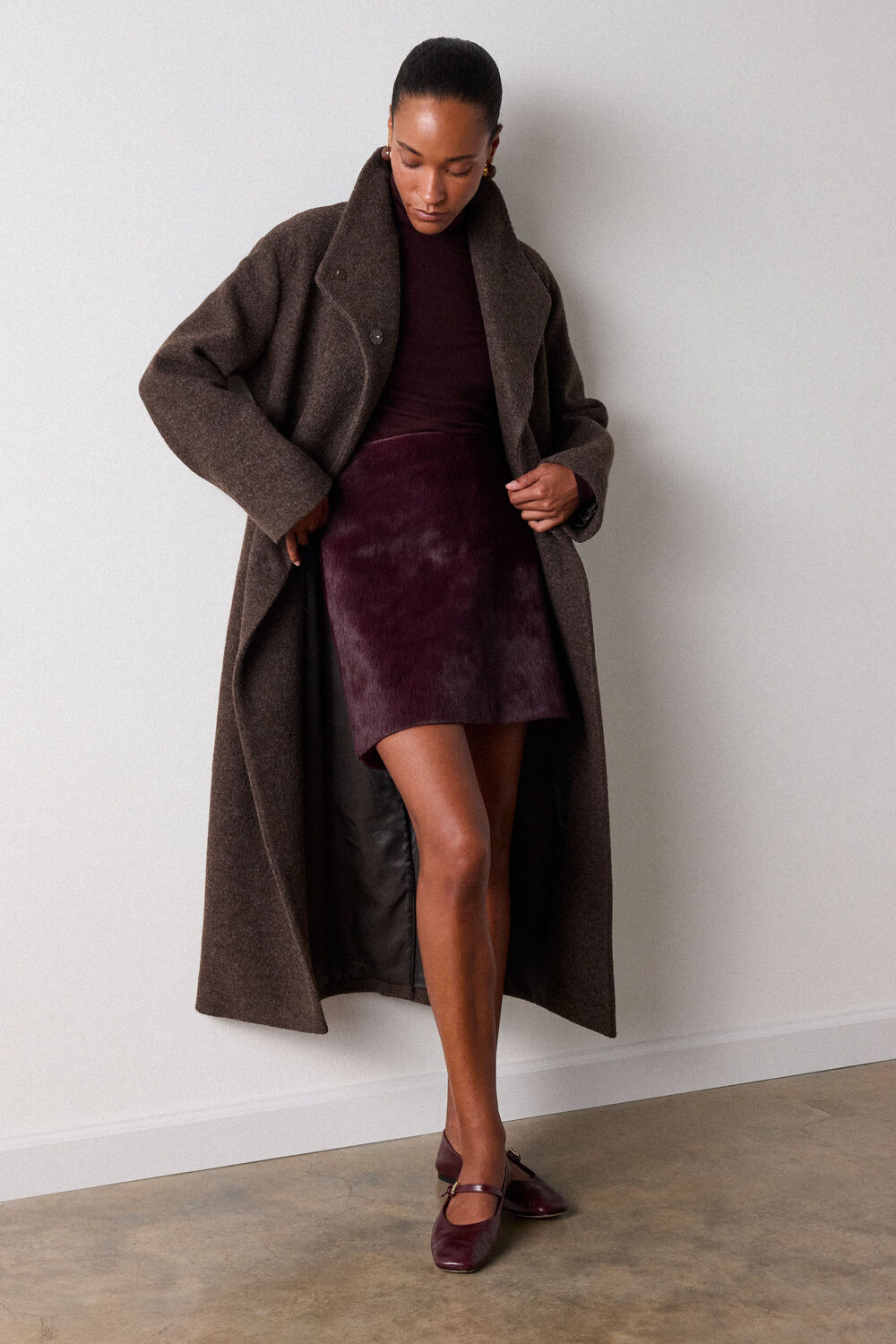 Petite Morgana Wool Funnel Wrap Coat