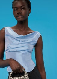 Taffeta Silk Off Shoulder Top