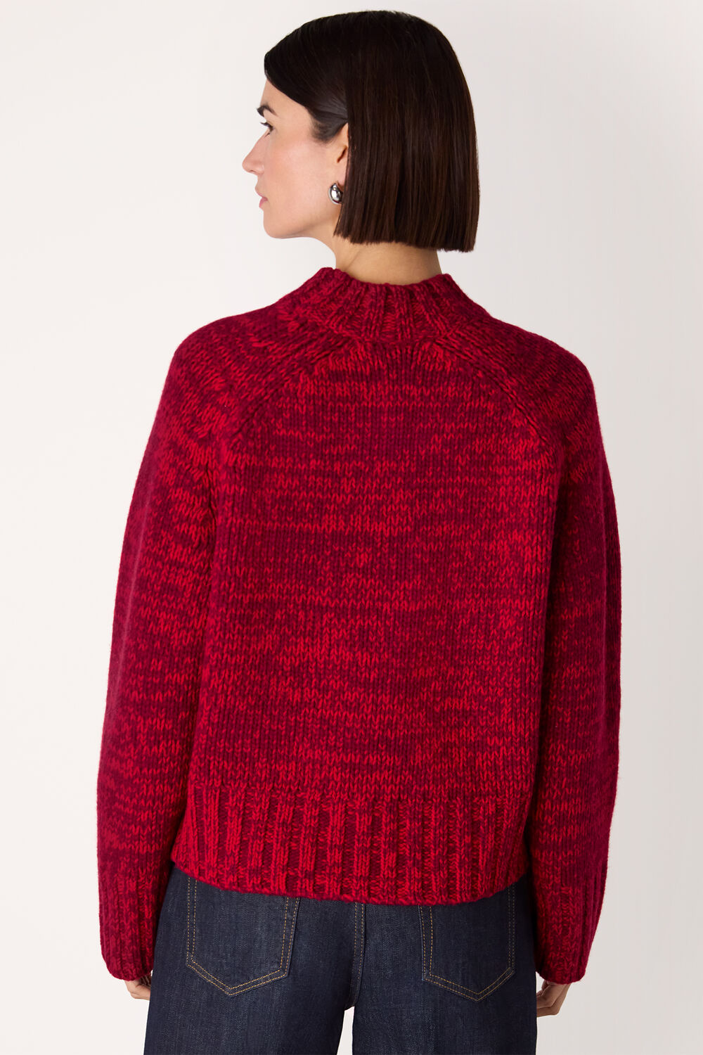 Red Chunky Wool Fleck Knit