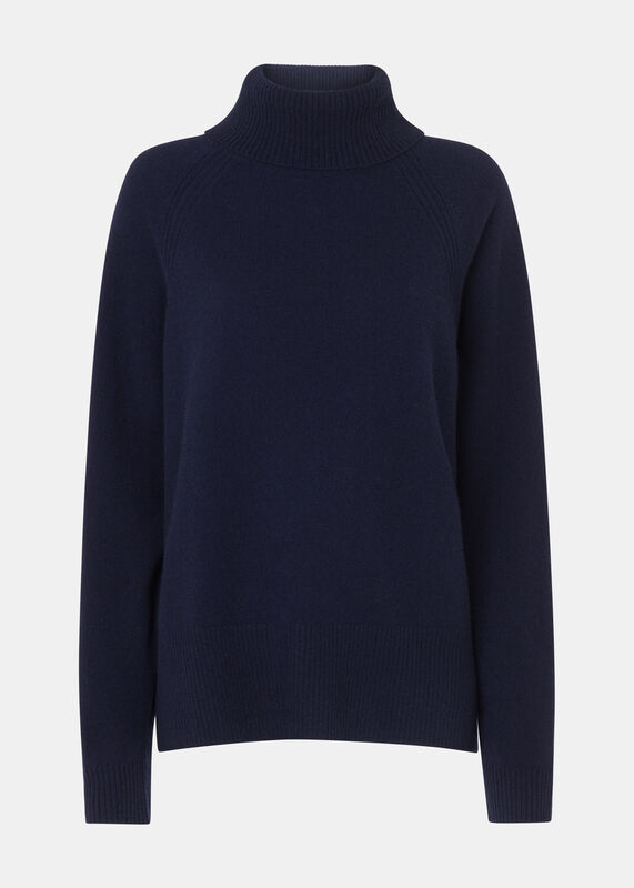 Navy Cashmere Turtleneck Sweater