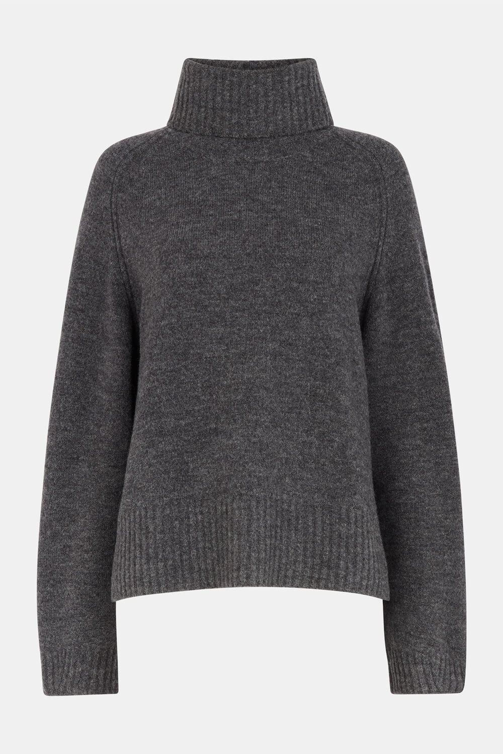 Dark Grey Roll Neck Wool Mix Jumper