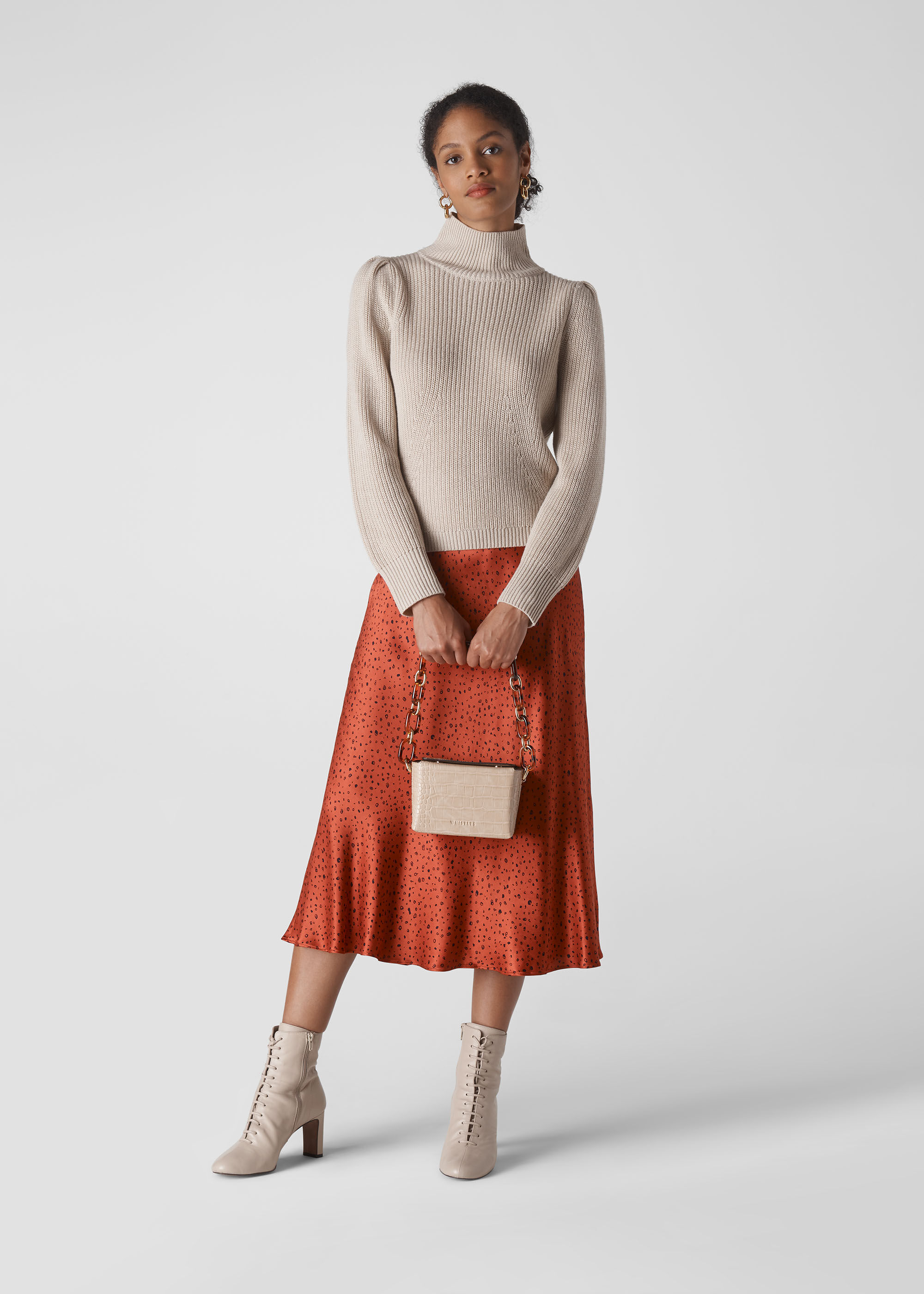 Satin cheap skirt rust