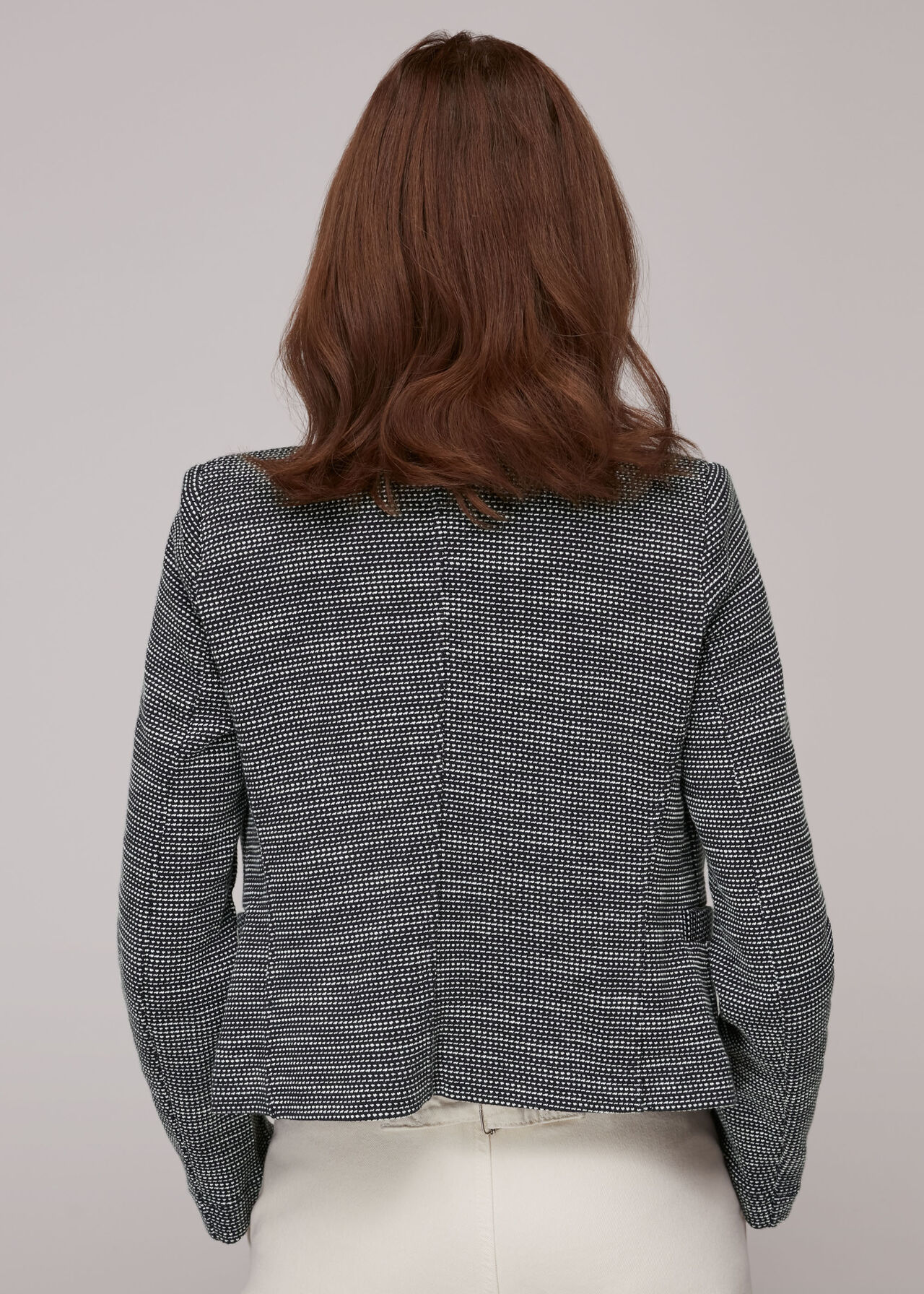 Tweed Collarless Jersey Jacket