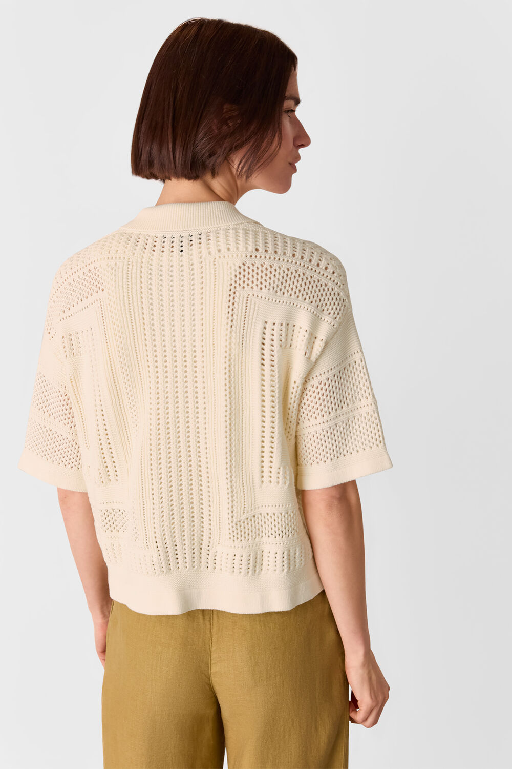Ivory Crochet Knitted Shirt