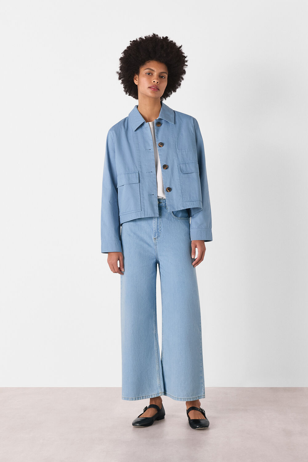 Light Wash Wide Leg Cropped Jean