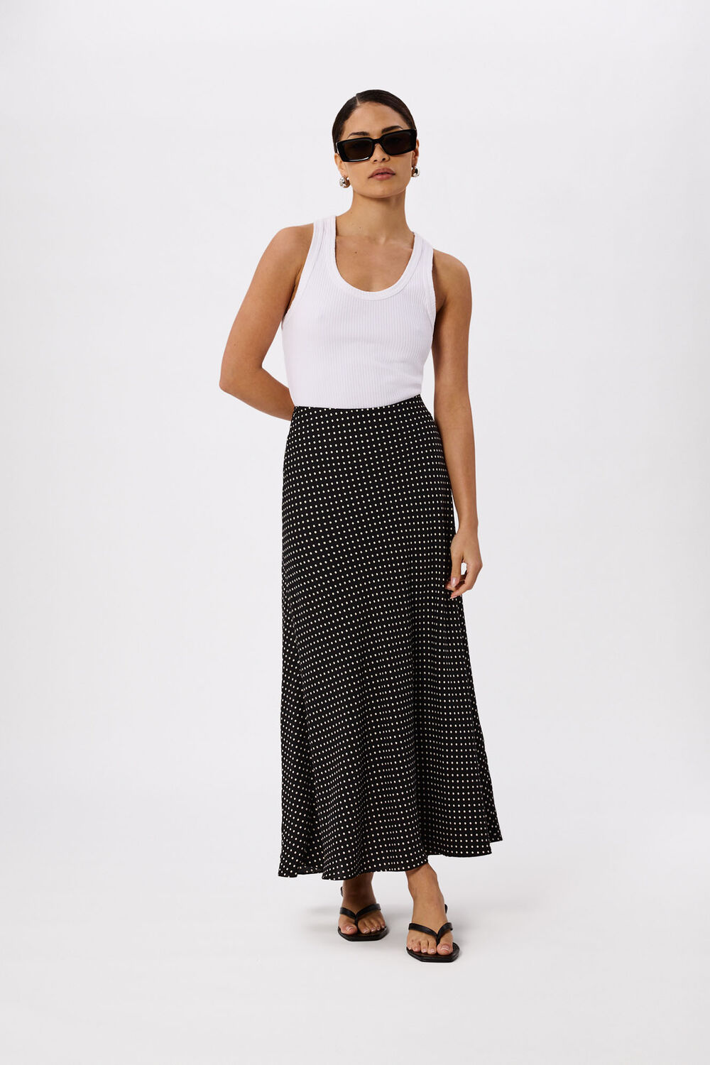 Black Petite Mini Spot Fit and Flare Skirt