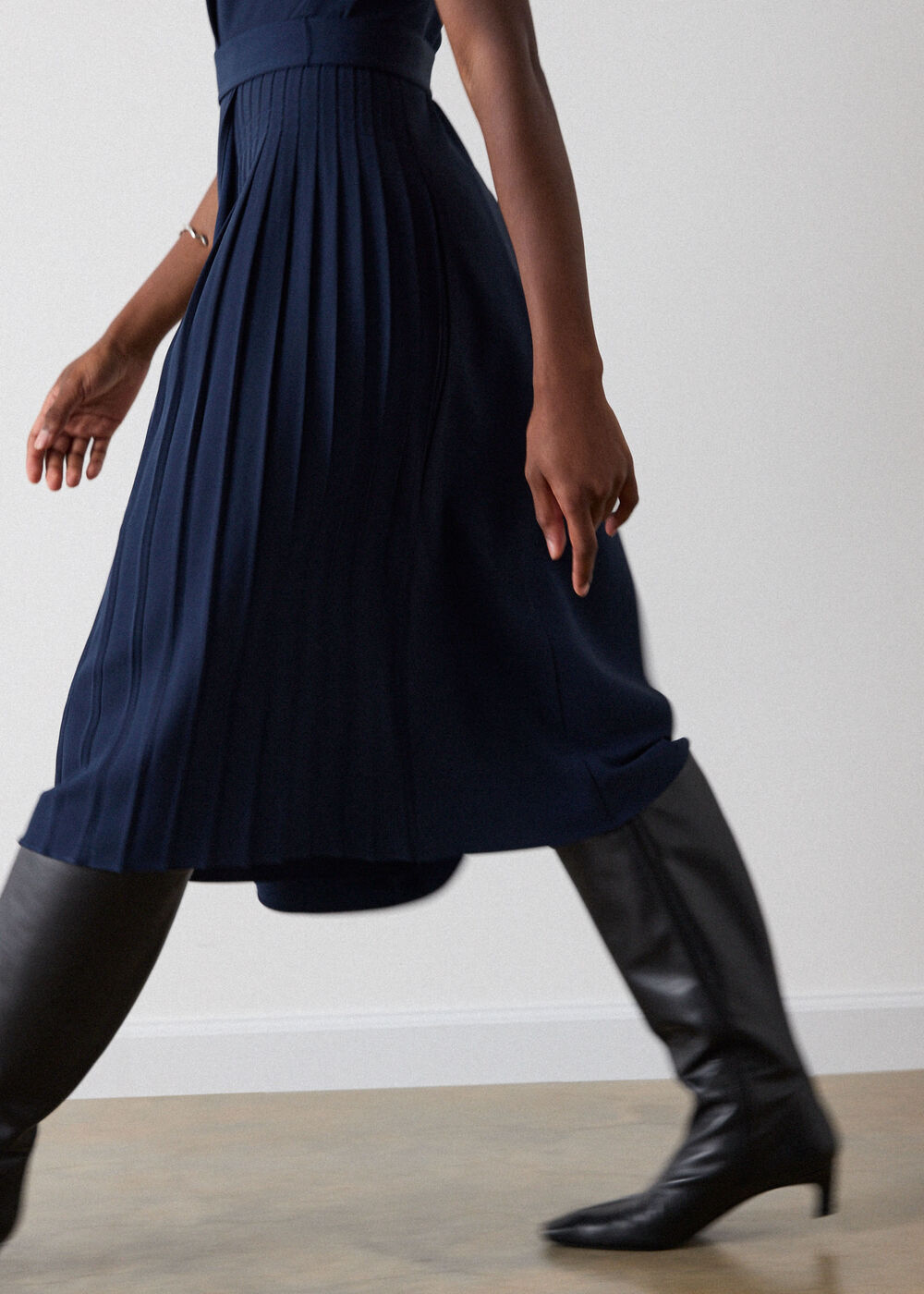 Pleat Detail Asymmetric Dress