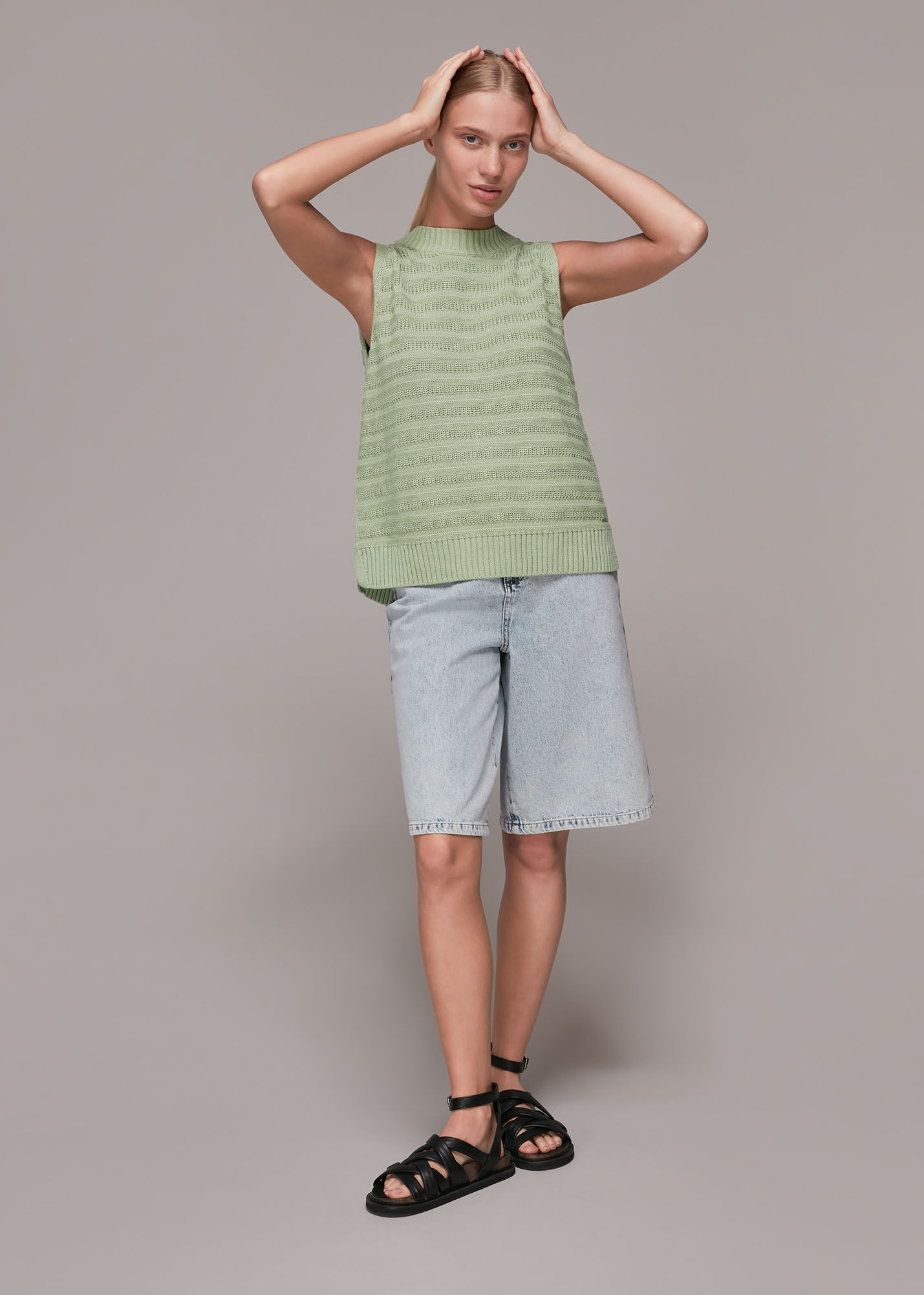 Women's Sage Green Stitch Detail Sweater Vest | Whistles US |