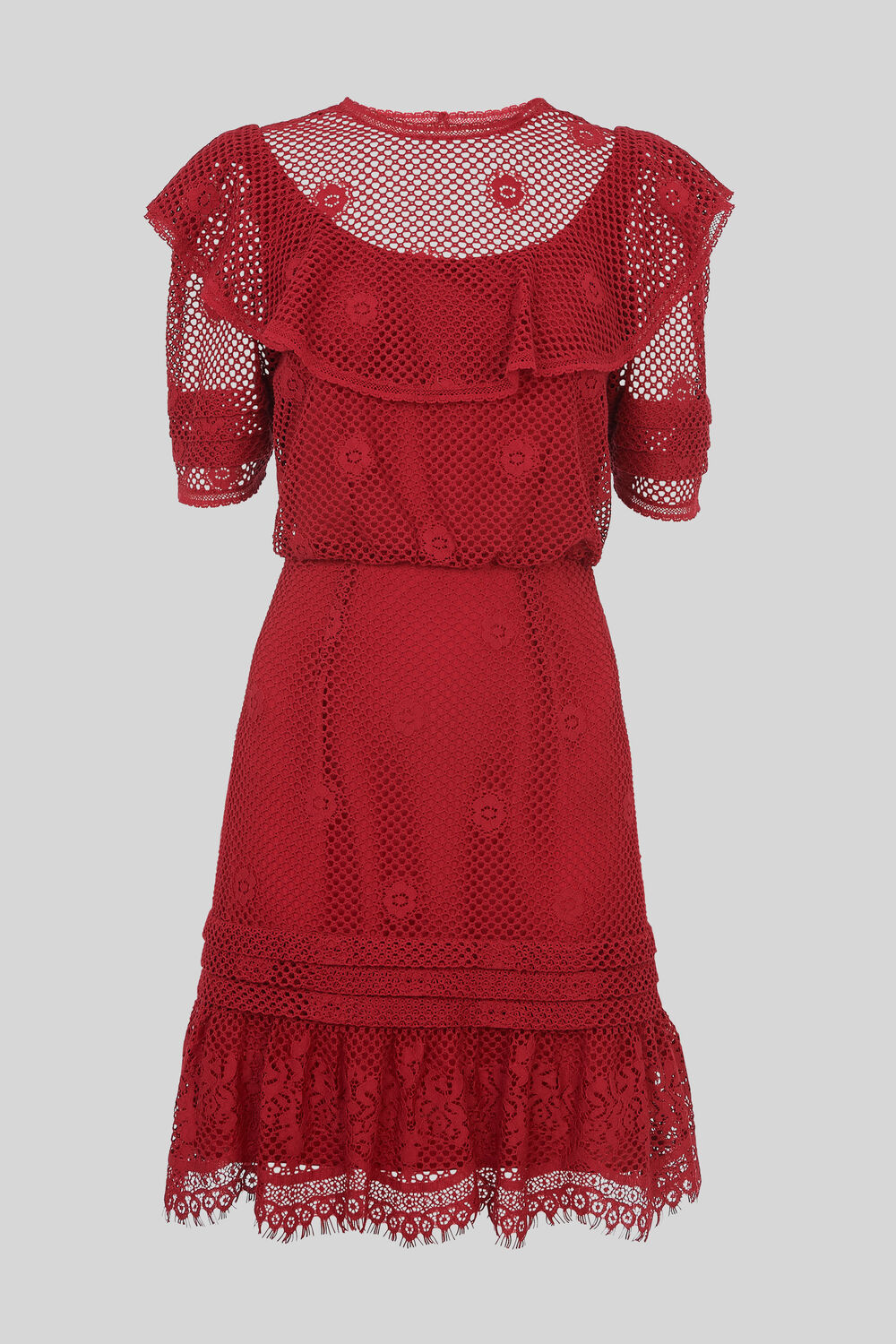 Mariah Lace Ruffle Dress Red