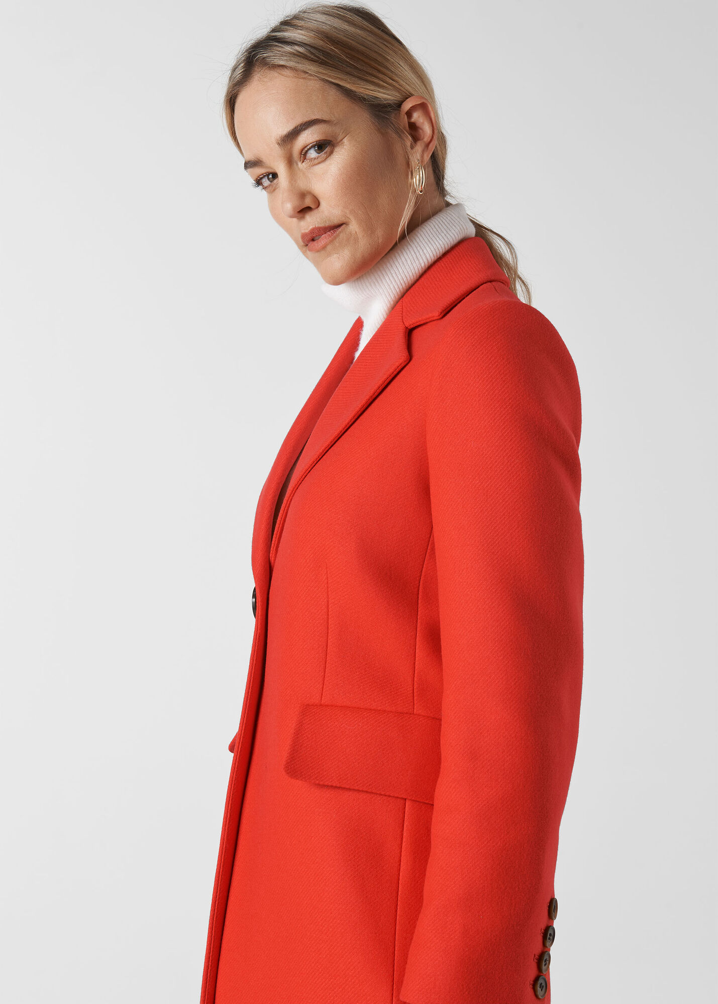 Red Clara Single Breasted Coat | WHISTLES