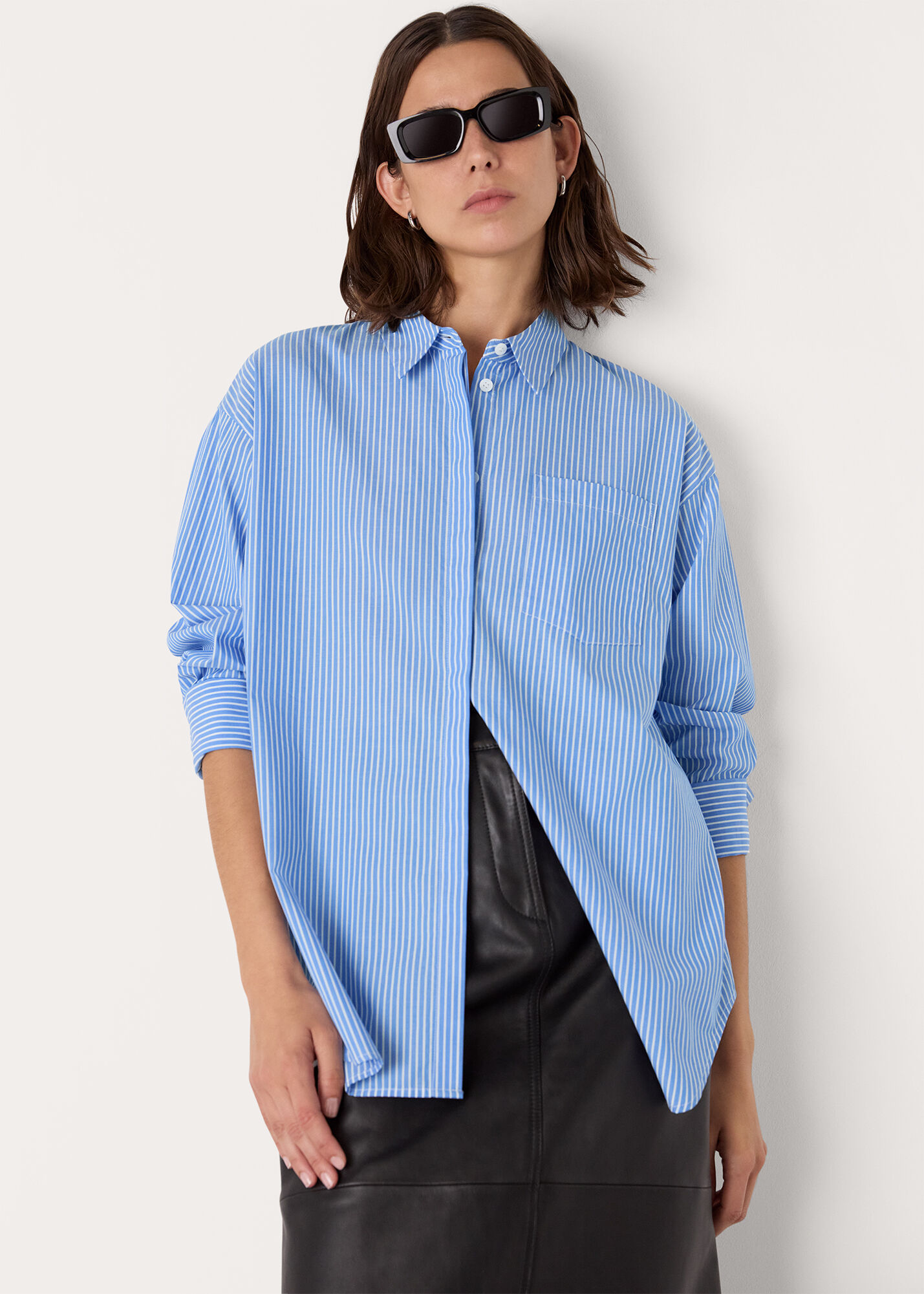 Blue & White Oversized Striped Shirt | Shop Now at Whistles