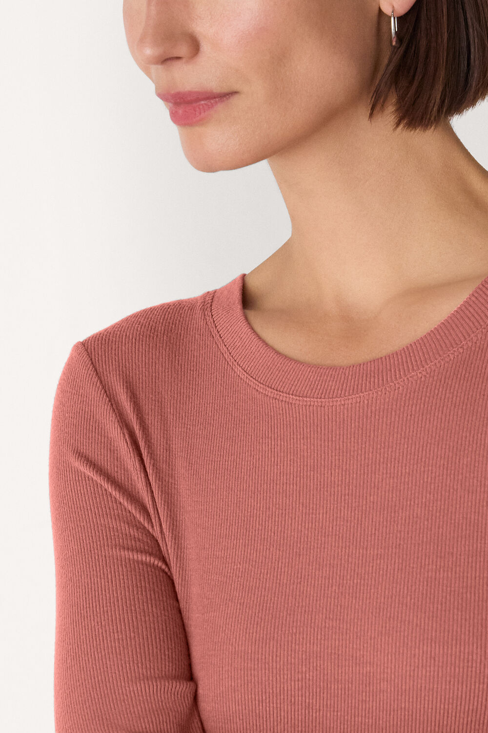 Rose Essential Ribbed Crew