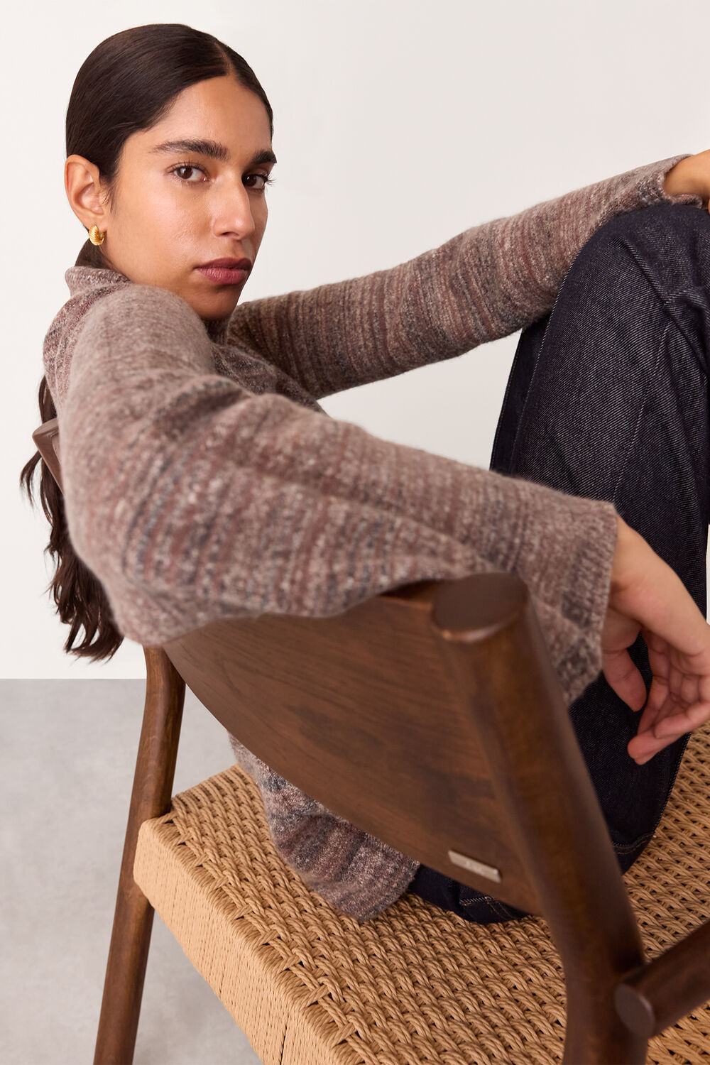 Textured Funnel Neck Knit