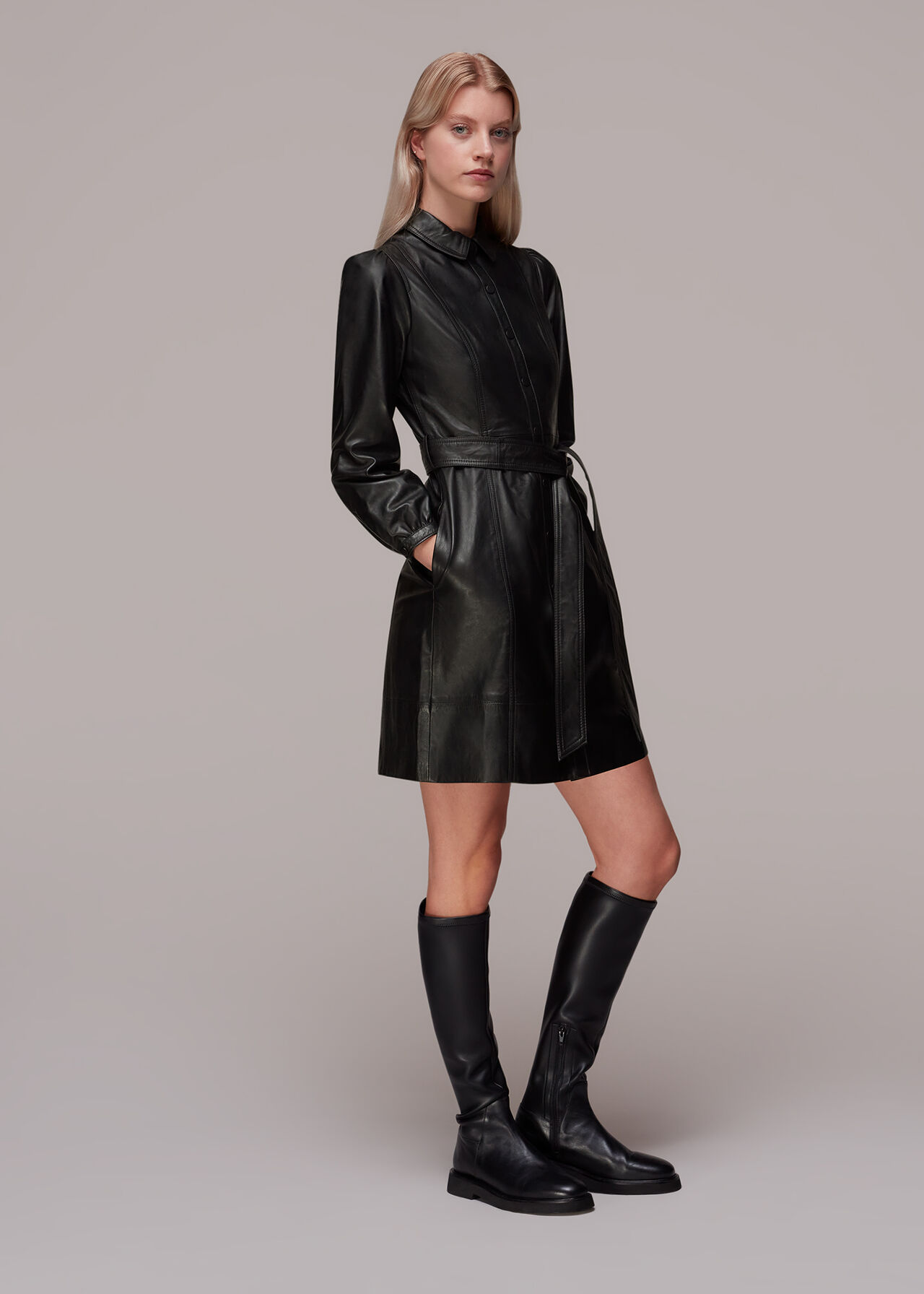 short black leather dress