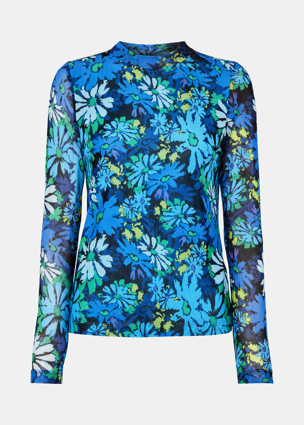 Retro Floral Mesh Top