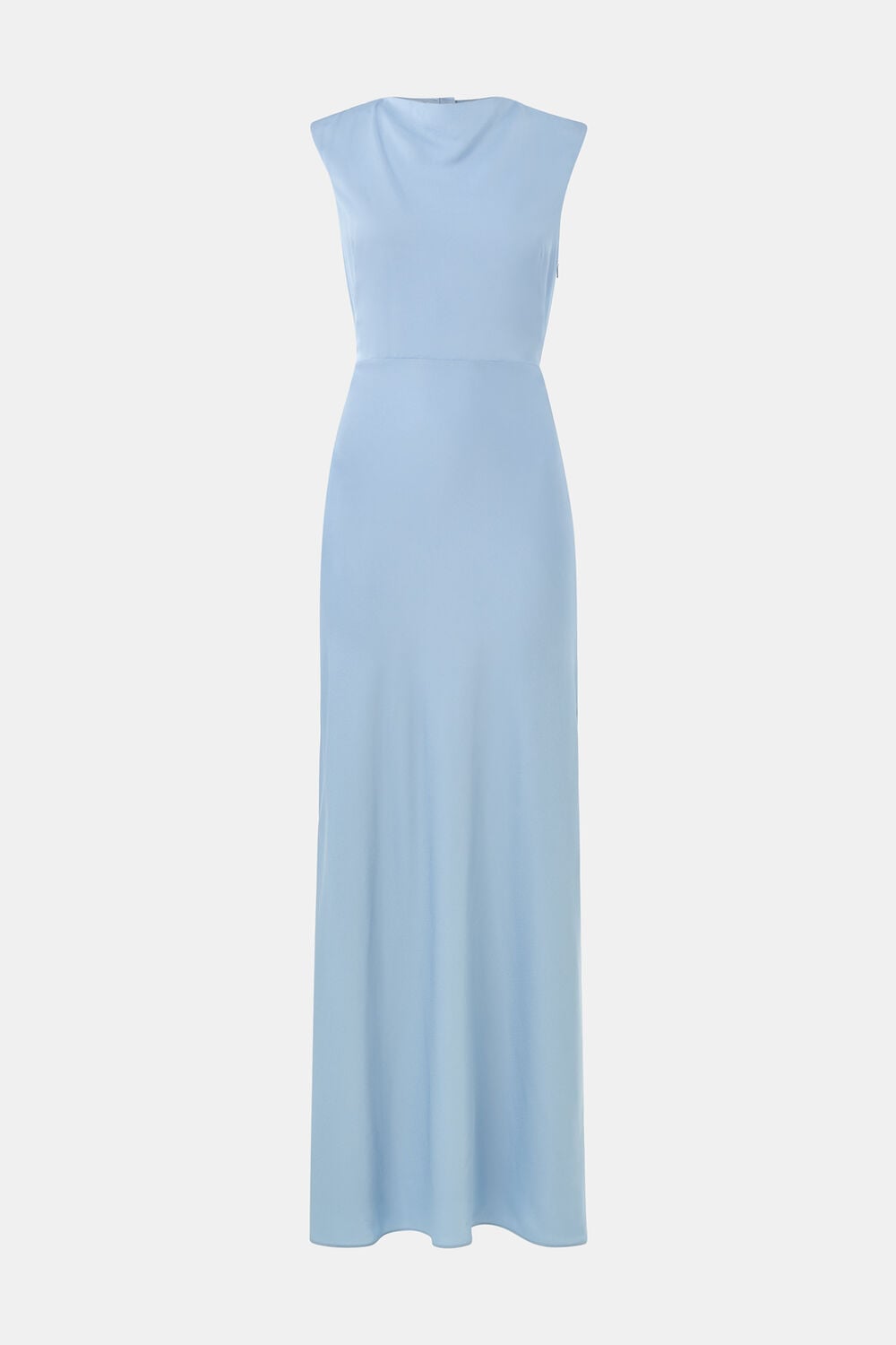 Pale Blue Cowl Neck Satin Maxi Dress