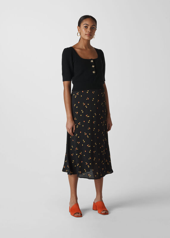 Micro Floral Longline Skirt