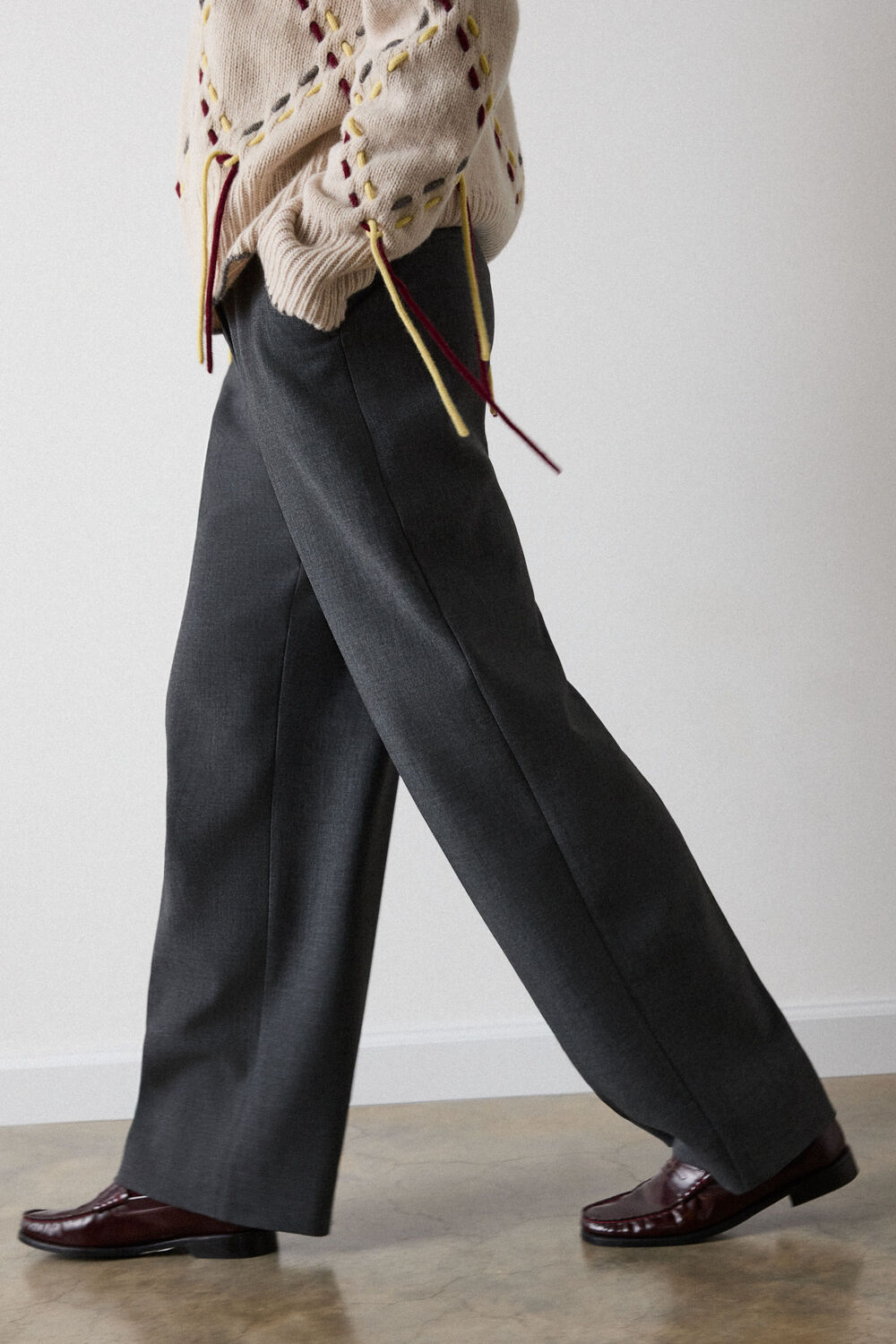 Grey High Rise Straight Trouser