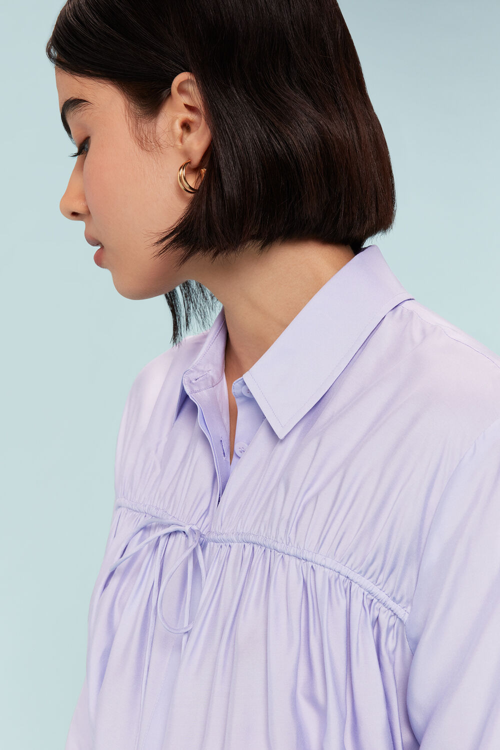 Lilac Drawcord Cut Out Back Shirt