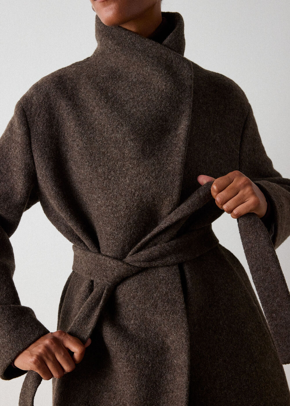 Morgana Wool Funnel Wrap Coat