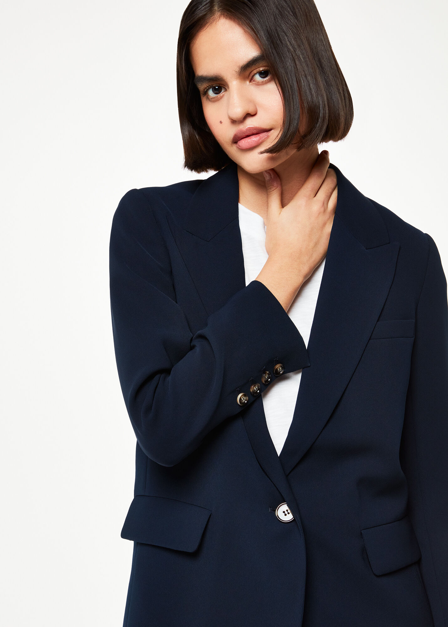 Navy Single Breasted Boyfriend Blazer Whistles
