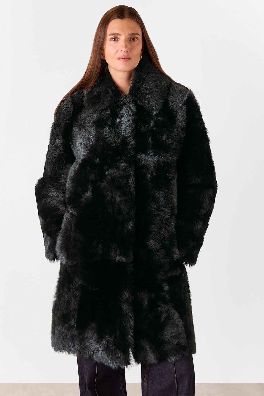 Black Odette Long Shearling Coat