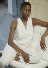 Linen V Neck Jumpsuit