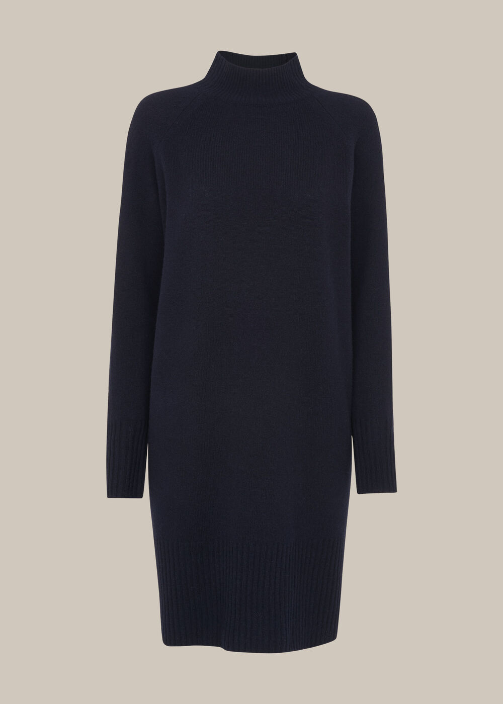 Navy Funnel Neck Knitted Dress | WHISTLES | Whistles US |