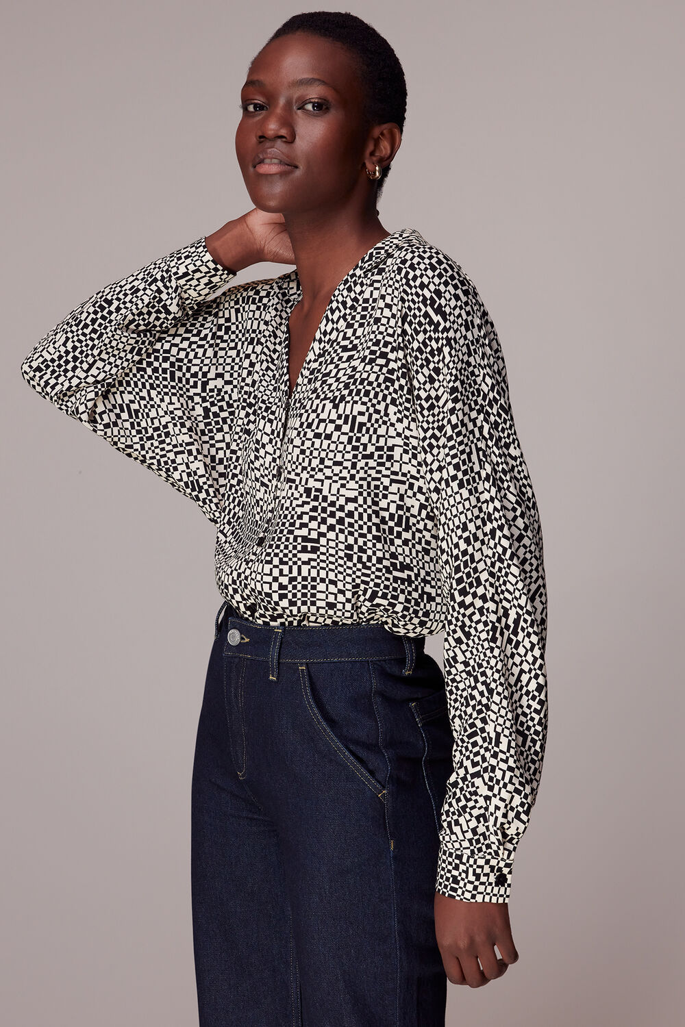 Multicolour Checkerboard Ramona Blouse
