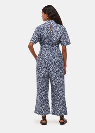 Petite Leopard Linen Blend Jumpsuit