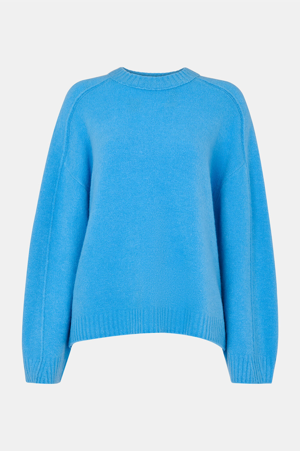 Blue Wool Mix Seam Detail Knit
