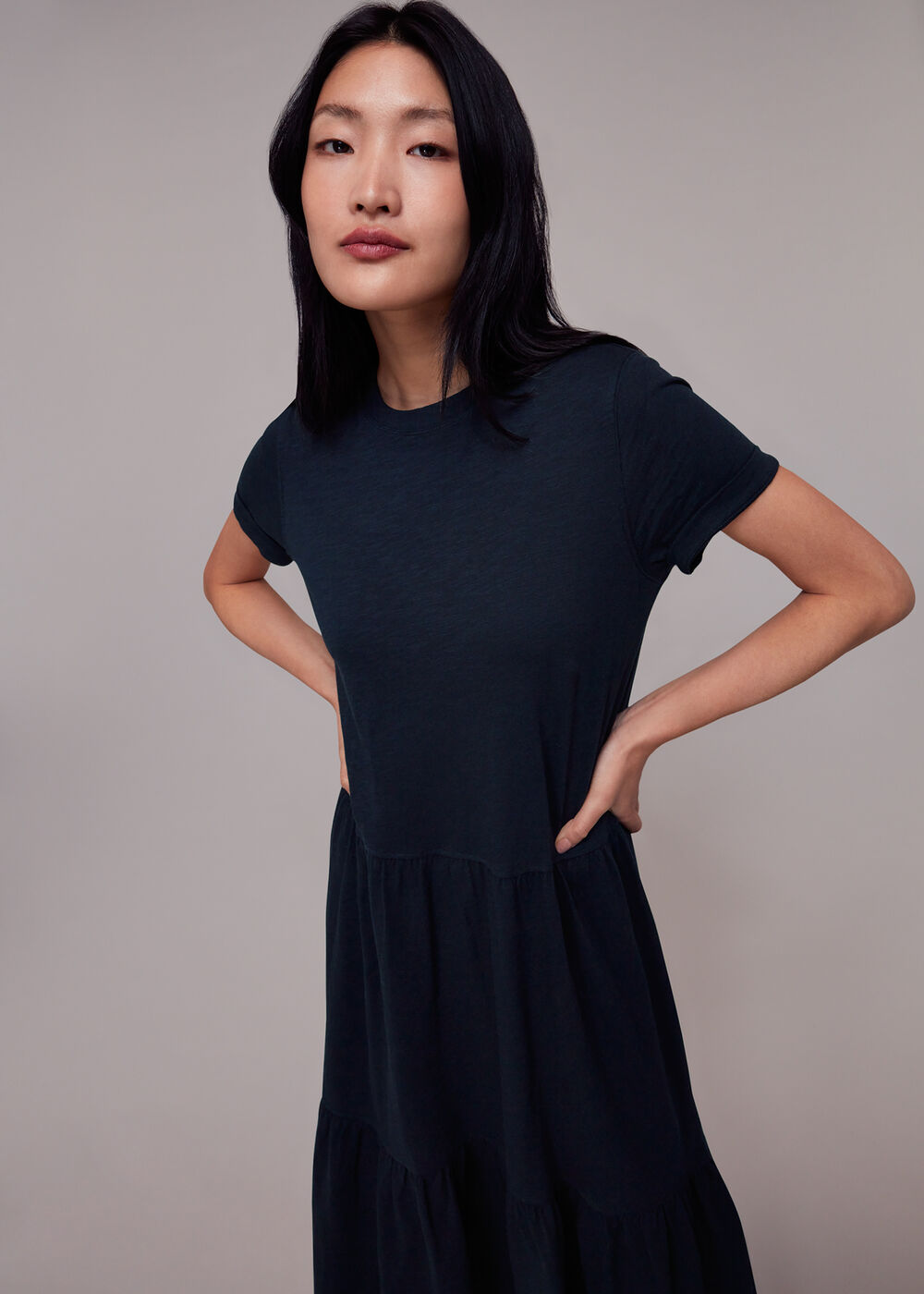 Tiered Jersey Midi Dress