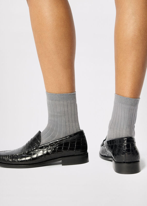 Grey Classic Ribbed Socks
