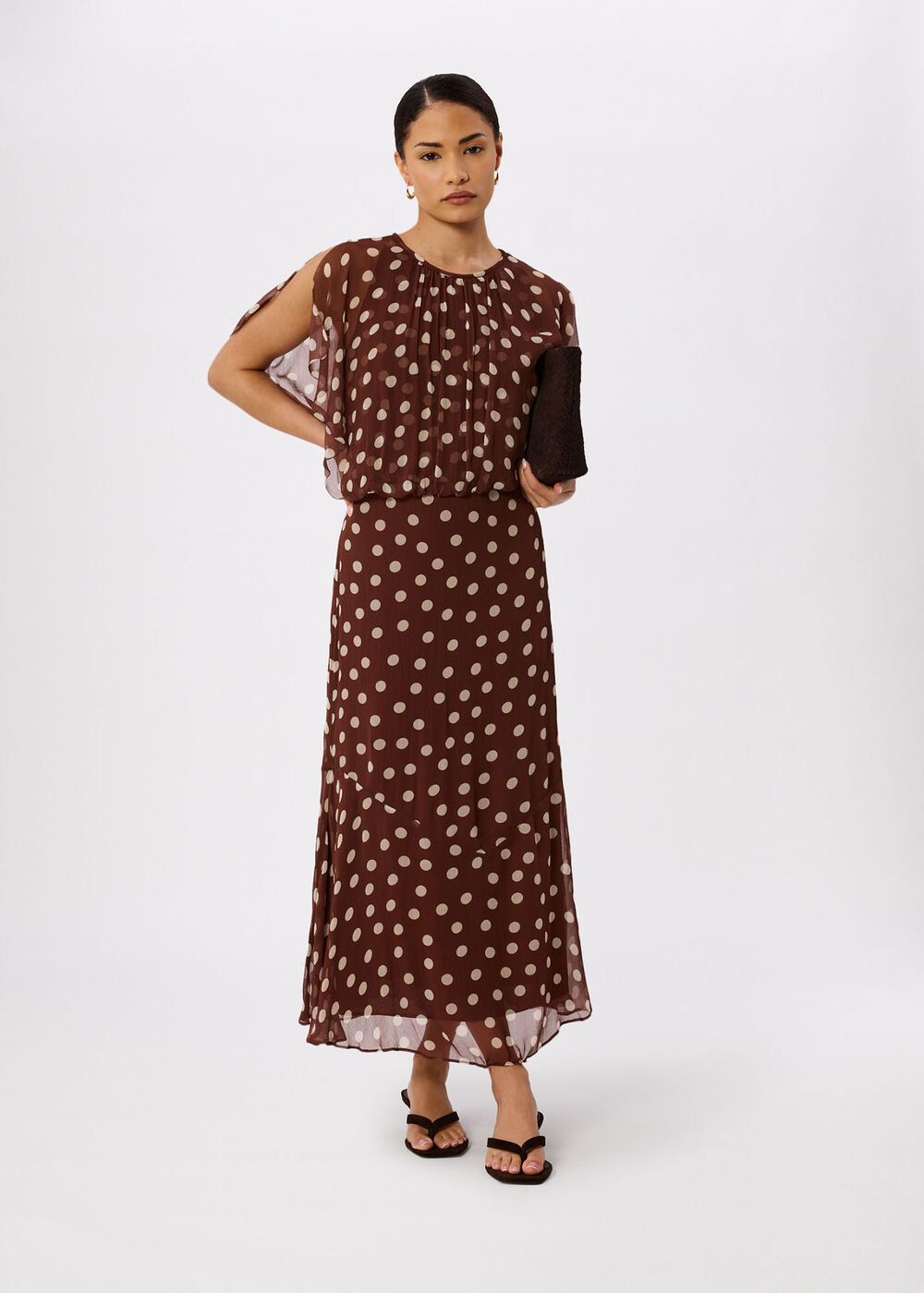 Petite Polka Dot Print Midi Dress