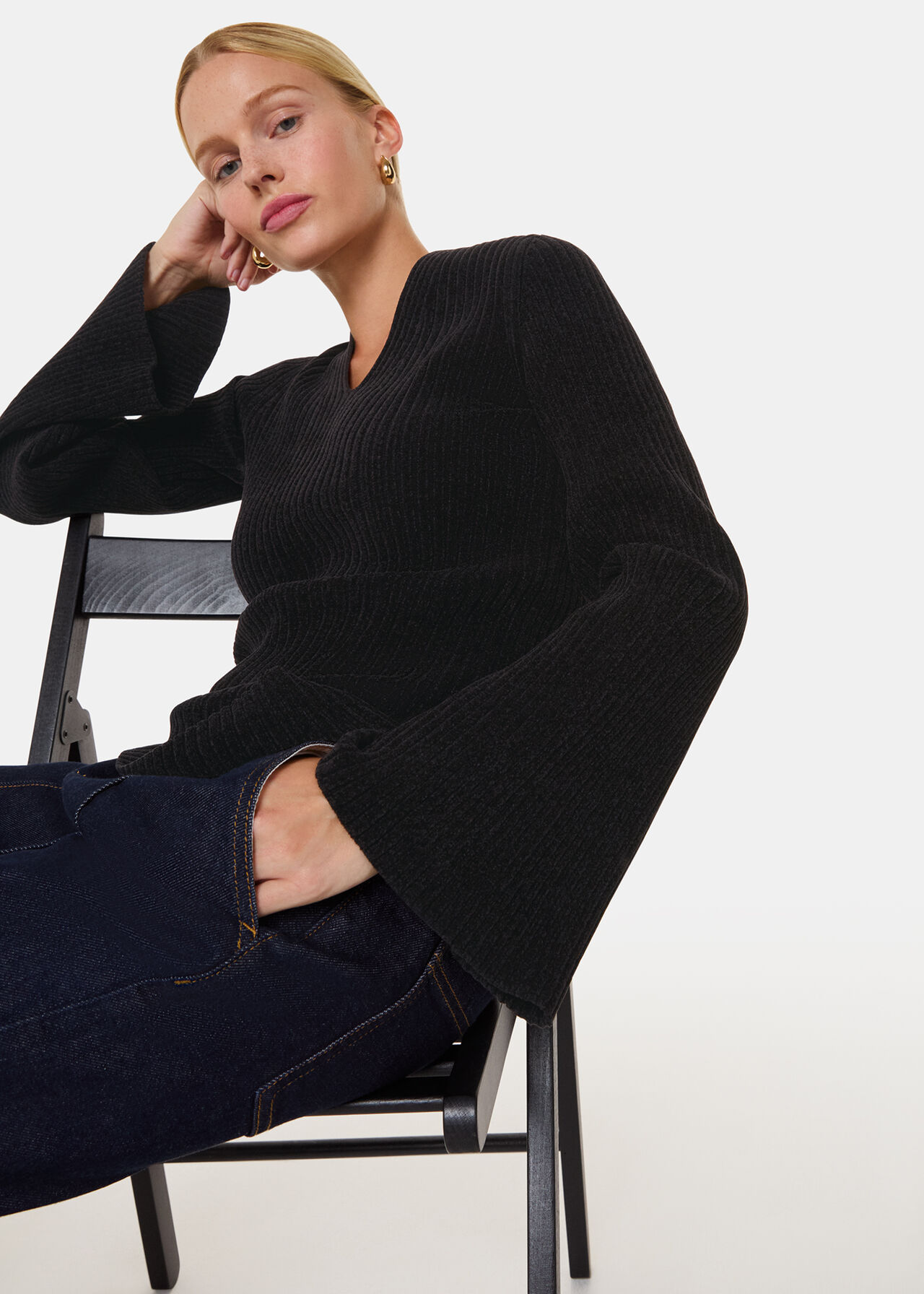 Chenille V Neck Knit