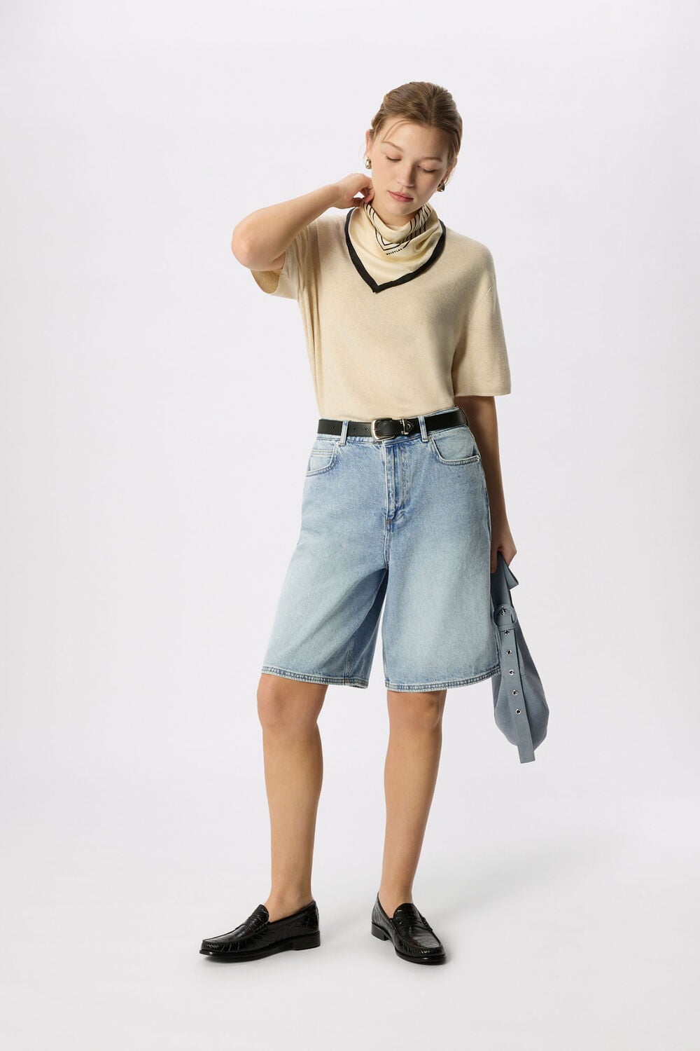 Light Wash Authentic Knee Length Short