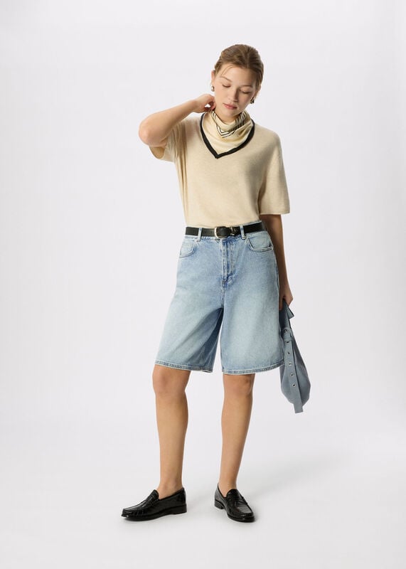 Light Wash Authentic Knee Length Short