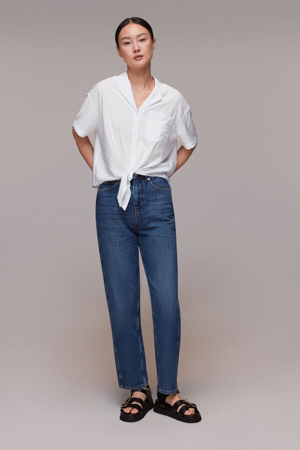 White Nicola Tie Front Top