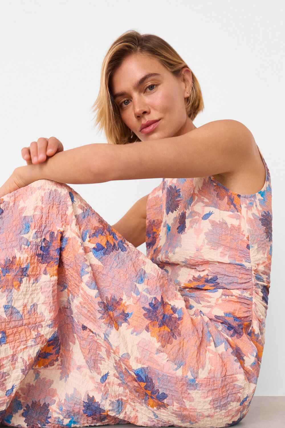 Floral Textured Midi Dress