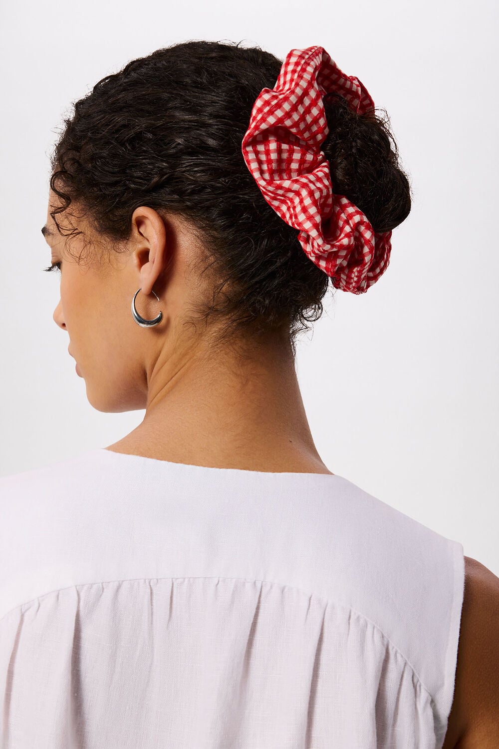 Gingham Shirred Scrunchie