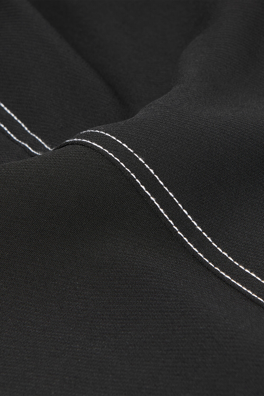 Black Crepe Stitch Detail Trouser
