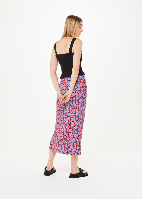 Multicolour Farfalle Print Bias Cut Skirt