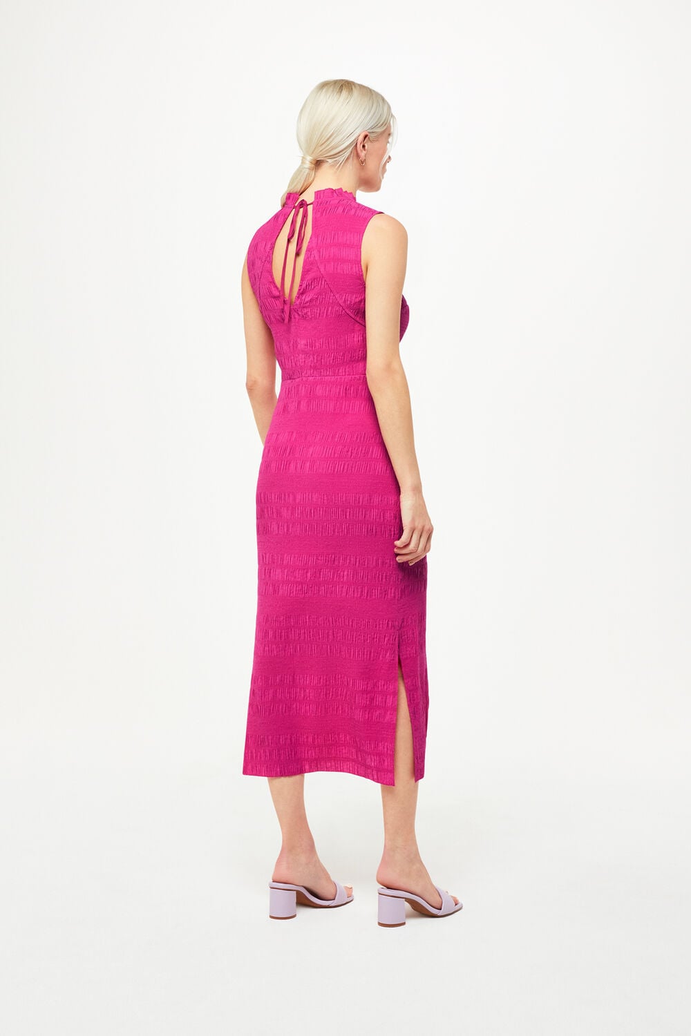 Pink Petite Maya Plisse Midi Dress