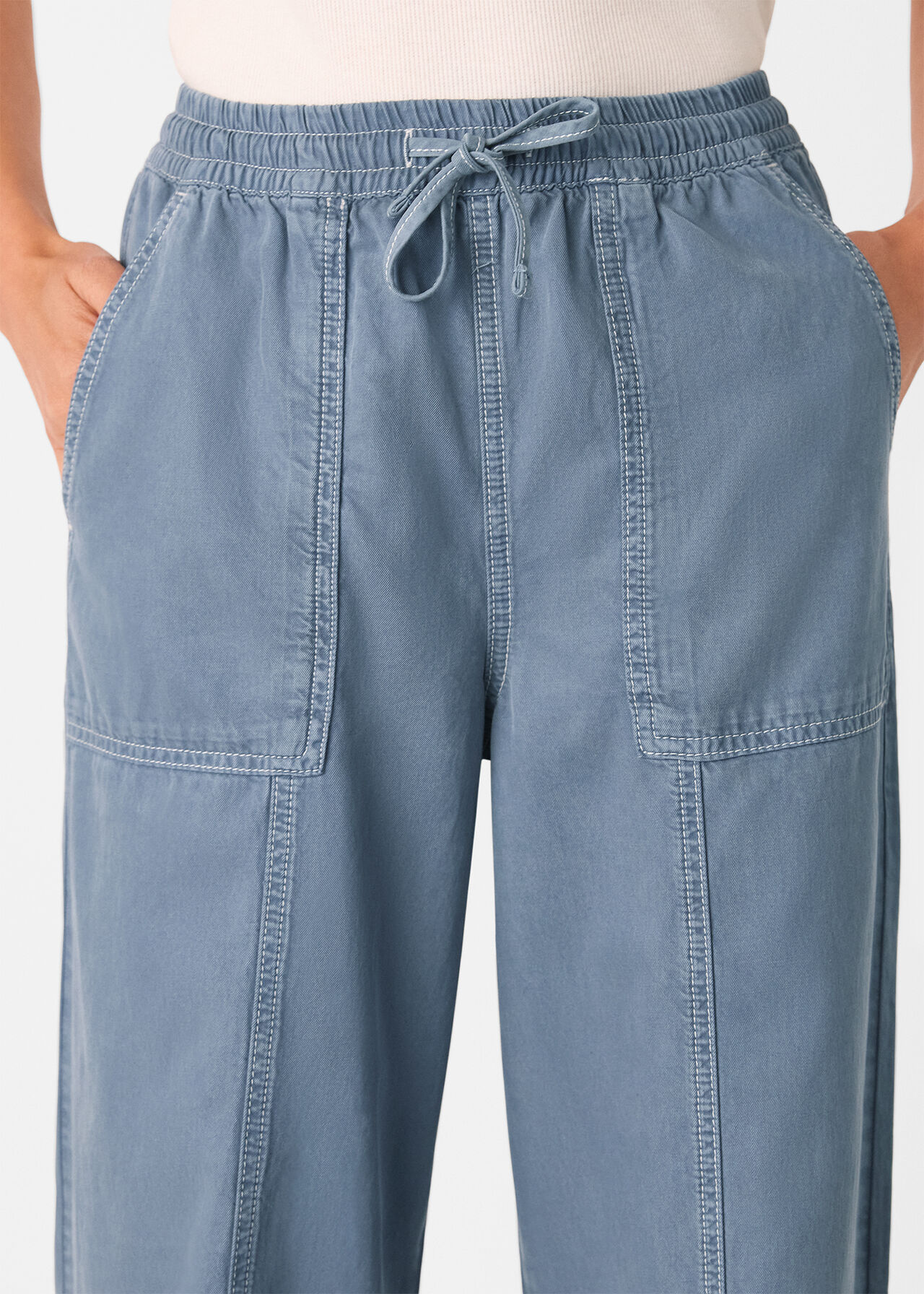 Contrast Stitch Cotton Trouser