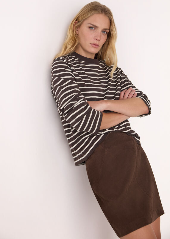 Brown Stripe Cotton Jersey