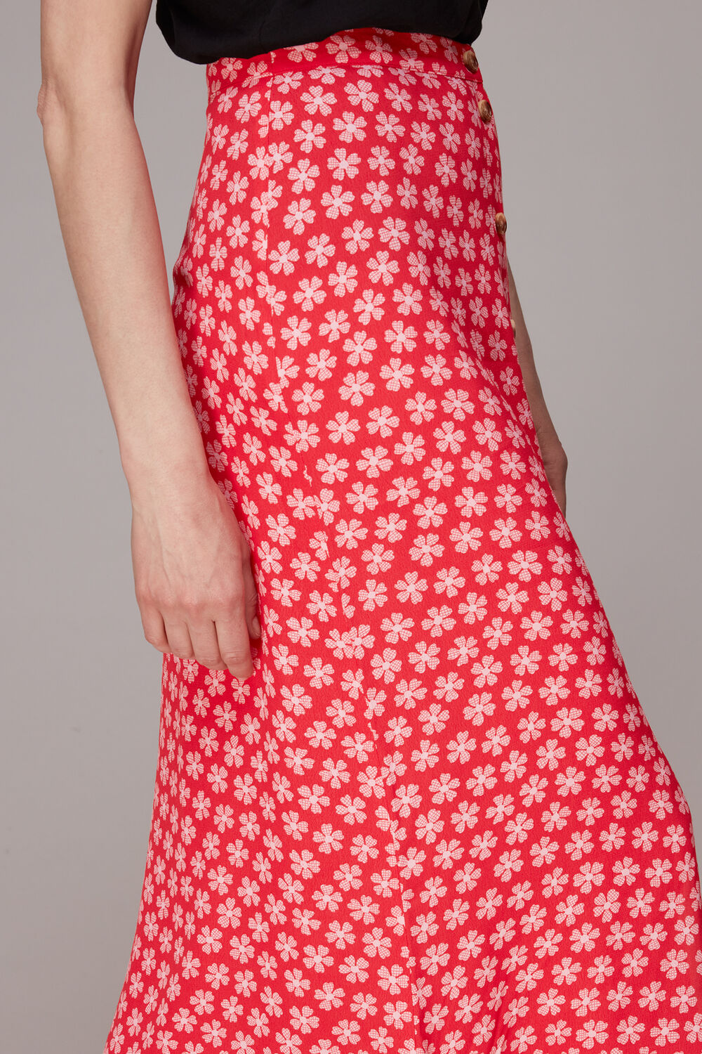 Daisy Check Button Front Skirt