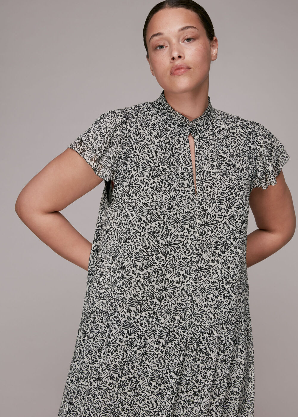 Indo Floral Print Tiered Dress